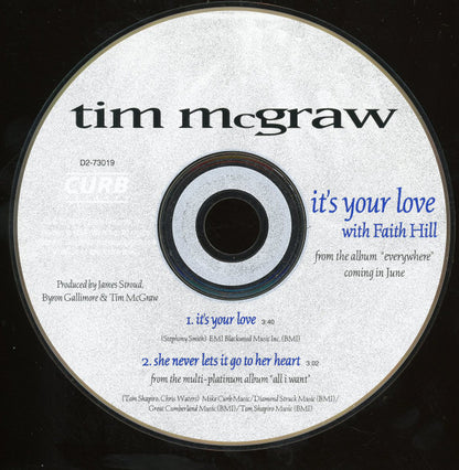 Tim McGraw With Faith Hill : It's Your Love (CD, Single)
