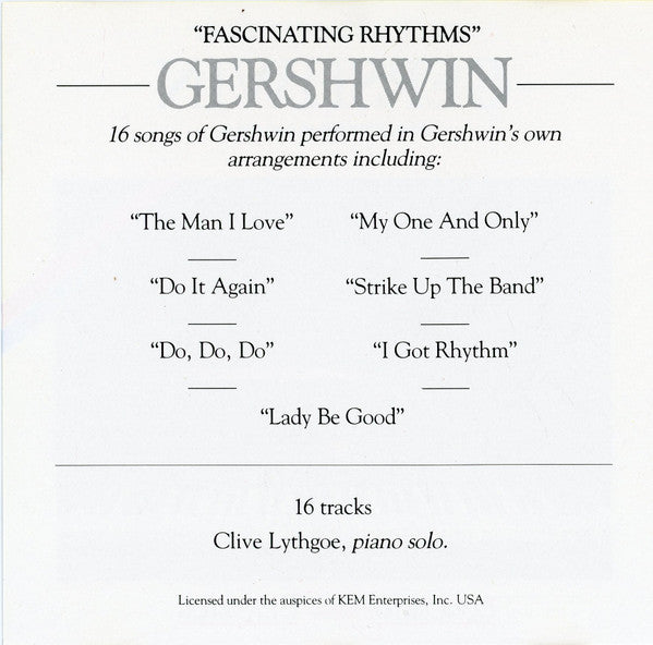 Clive Lythgoe : Gershwin's Fascinating Rhythms (CD,  Di)
