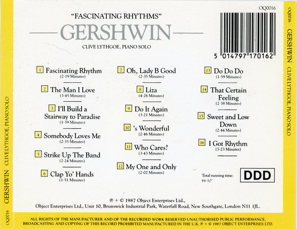 Clive Lythgoe : Gershwin's Fascinating Rhythms (CD,  Di)