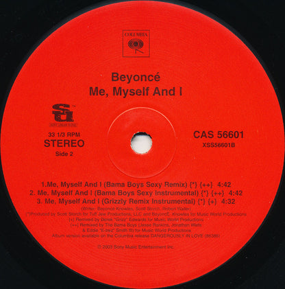 Beyoncé : Me, Myself And I  (Bangin' Urban Mixes) (12")