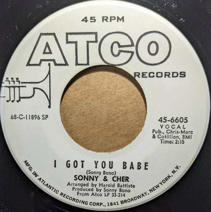Sonny & Cher : You Gotta Have A Thing Of Your Own (7", Promo)