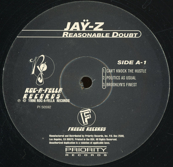 Jay-Z : Reasonable Doubt (2xLP, Album)