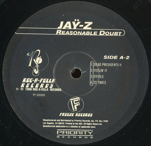 Jay-Z : Reasonable Doubt (2xLP, Album)