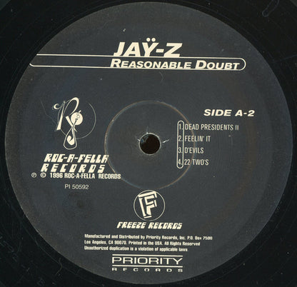Jay-Z : Reasonable Doubt (2xLP, Album)