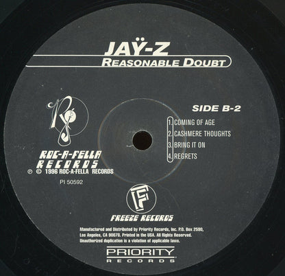 Jay-Z : Reasonable Doubt (2xLP, Album)