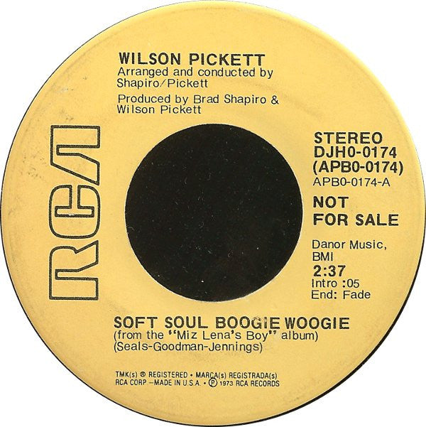 Wilson Pickett : Soft Soul Boogie Woogie (7", Mono, Promo)