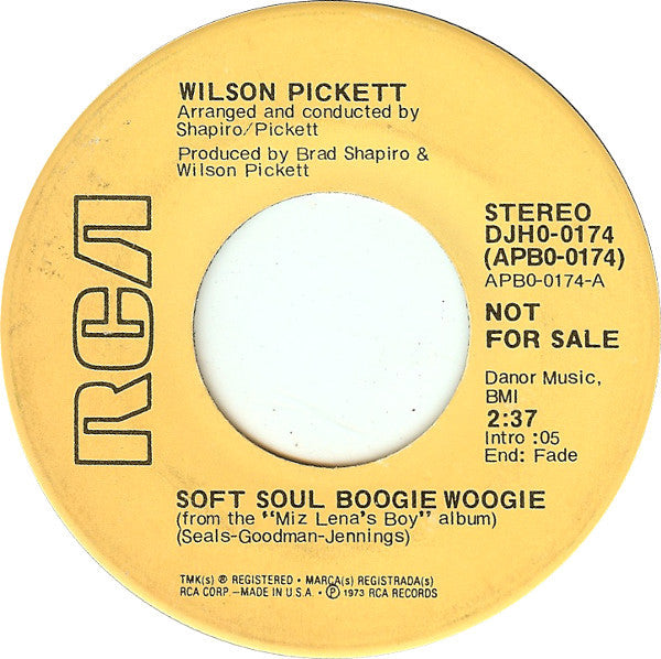 Wilson Pickett : Soft Soul Boogie Woogie (7", Mono, Promo)