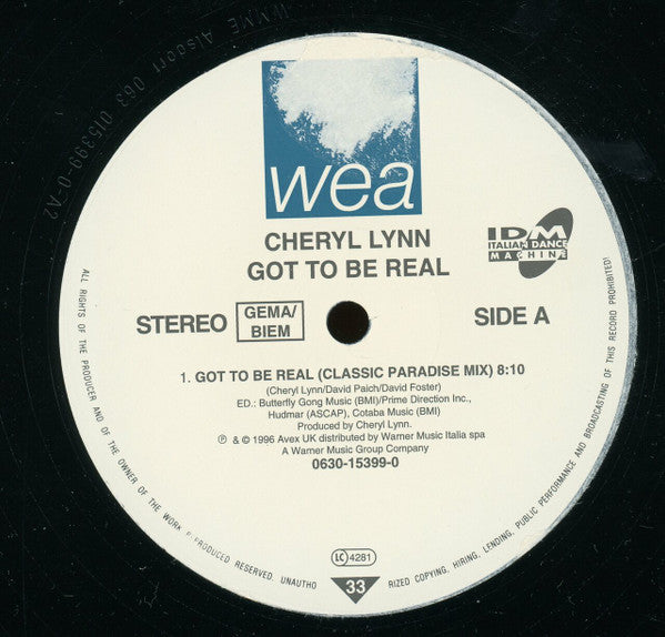 Cheryl Lynn : Got To Be Real / Guarantee For My Heart (12")