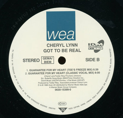 Cheryl Lynn : Got To Be Real / Guarantee For My Heart (12")