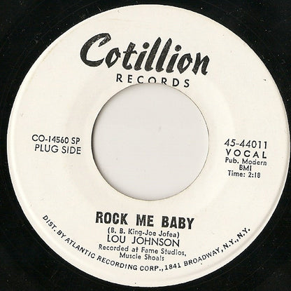 Lou Johnson : Rock Me Baby (7", Promo, SP)