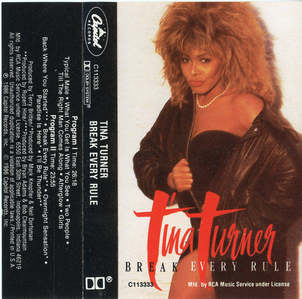 Tina Turner : Break Every Rule (Cass, Album, Club)