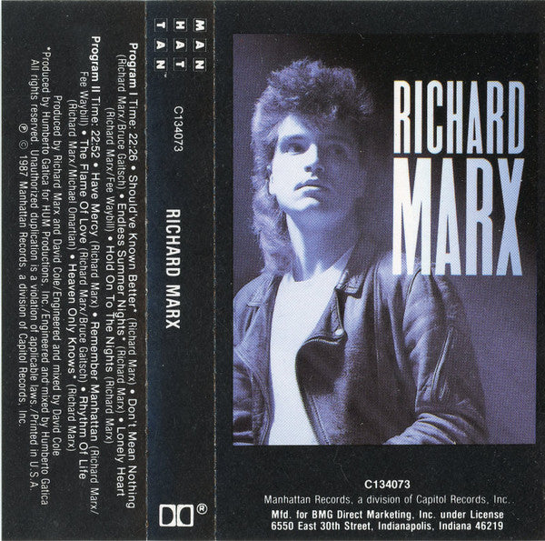 Richard Marx : Richard Marx (Cass, Album, Club)