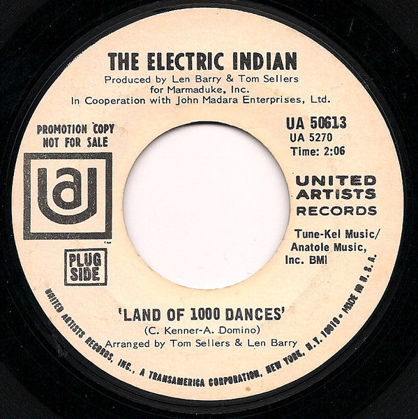 The Electric Indian : Land Of 1000 Dances / Geronimo (7", Promo, Styrene, She)
