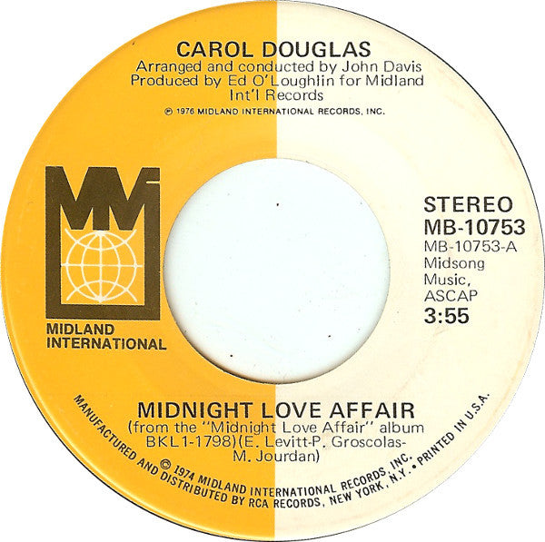 Carol Douglas : Midnight Love Affair (7", Ind)