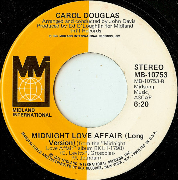 Carol Douglas : Midnight Love Affair (7", Ind)