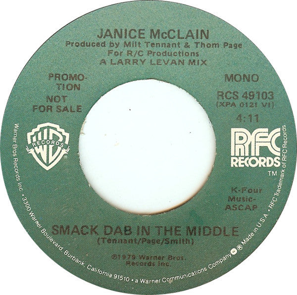 Janice McClain : Smack Dab In The Middle (7", Mono, Promo)