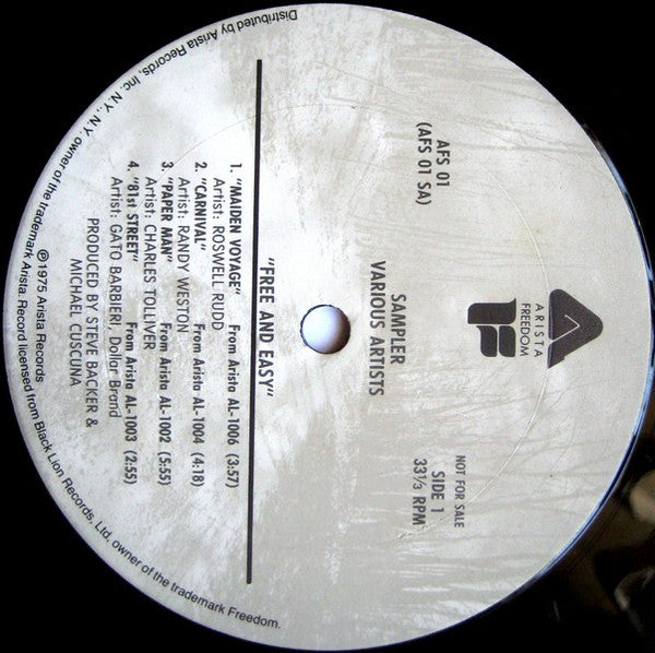 Various : Arista-Freedom Sampler - Free And Easy (LP, Promo, Smplr)