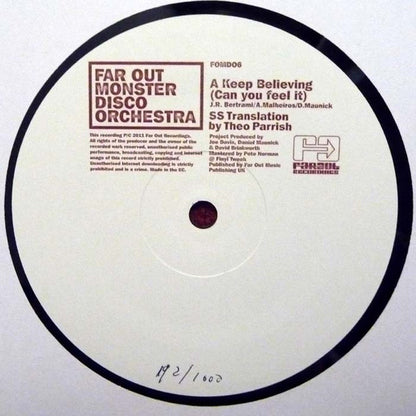 Far Out Monster Disco Orchestra : Keep Believing (Can You Feel It) (12", Ltd, Num)