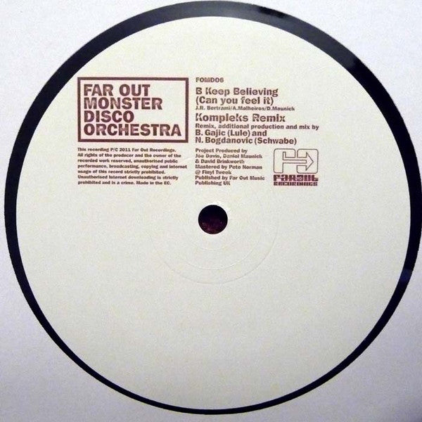 Far Out Monster Disco Orchestra : Keep Believing (Can You Feel It) (12", Ltd, Num)