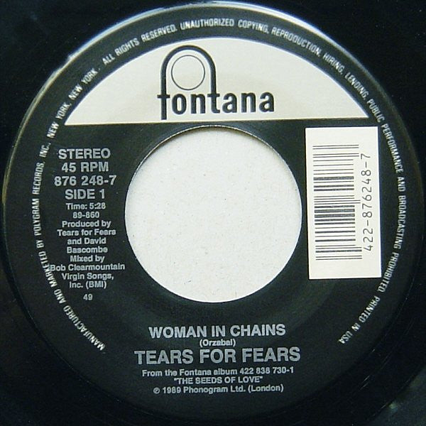 Tears For Fears : Woman In Chains (7", Single)