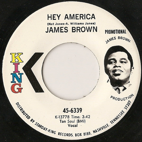 James Brown : Hey America (7", Single, Promo)