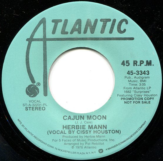 Herbie Mann : Cajun Moon (7", Mono, Promo, PL )