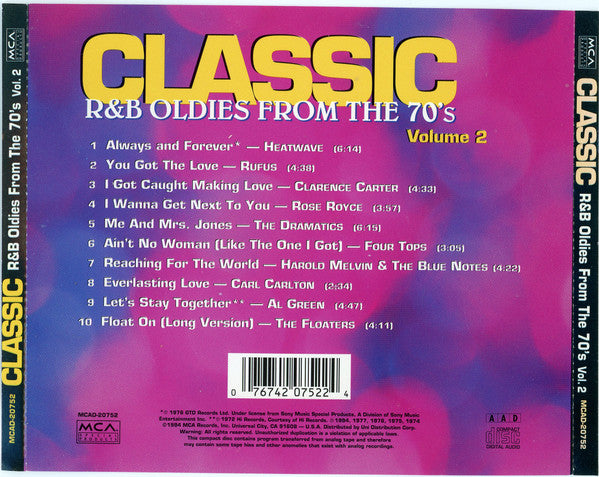 Various : Classic R&B From The 70's (Volume 2) (CD, Comp)