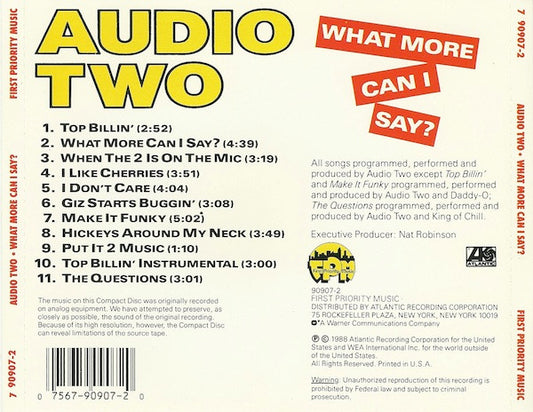 Audio Two : What More Can I Say? (CD, Album)