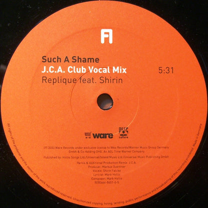 Replique Featuring Shirin Falcke : Such A Shame (12")