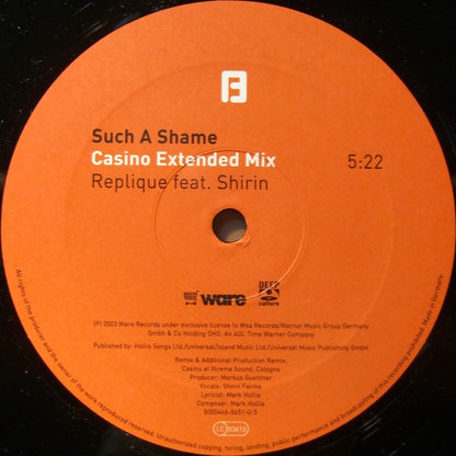 Replique Featuring Shirin Falcke : Such A Shame (12")