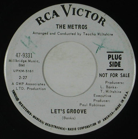 The Metros : Let's Groove / The Replacer (7", Single, Promo)
