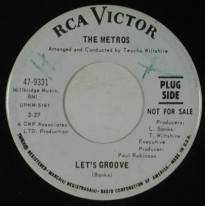 The Metros : Let's Groove / The Replacer (7", Single, Promo)