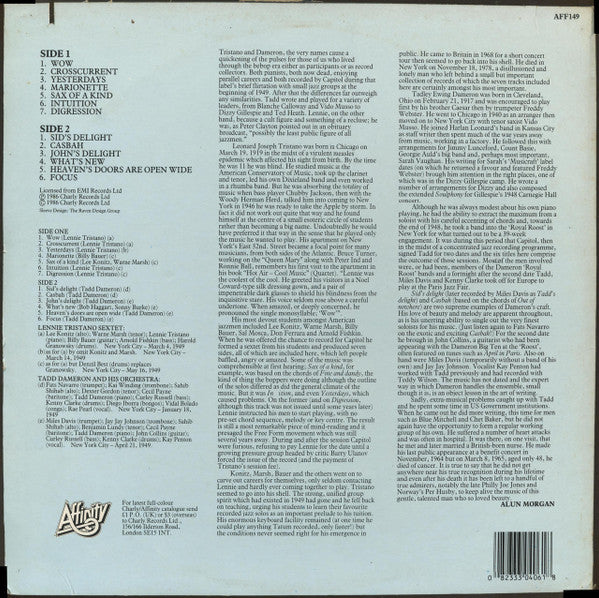 Lennie Tristano / Tadd Dameron : Crosscurrents (LP, Comp, Mono)