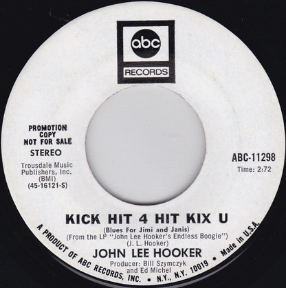 John Lee Hooker : Doin' The Shout / Kick Hit 4 Hit Kix U (7", Promo)