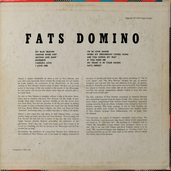 Fats Domino : Rock And Rollin' (LP, Album, Mono)