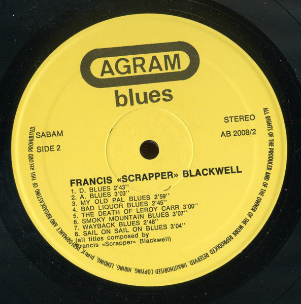 Scrapper Blackwell : Blues That Make Me Cry (LP, Comp)