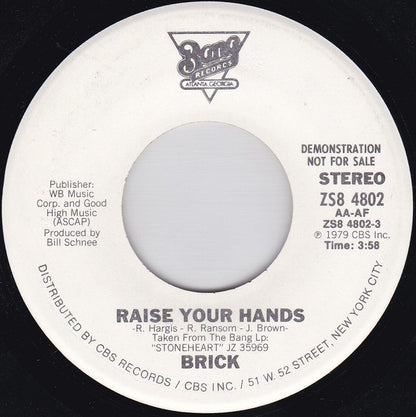 Brick : Raise Your Hands (7", Single, Mono, Promo)