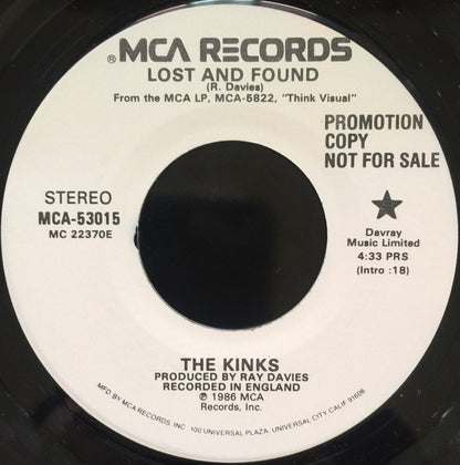 The Kinks : Lost And Found (7", Single, Promo)