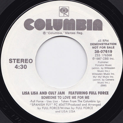 Lisa Lisa & Cult Jam Featuring Full Force : Someone To Love Me For Me (7", Promo, Styrene)