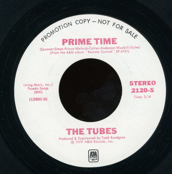 The Tubes : Prime Time (7", Single, Mono, Promo)