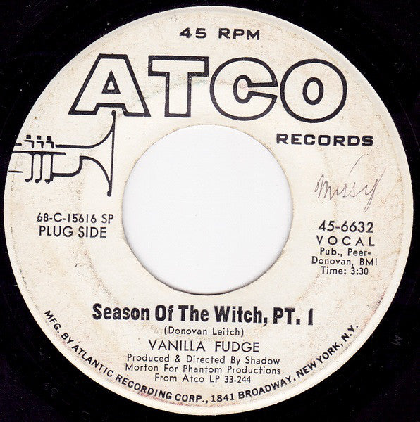 Vanilla Fudge : Season Of The Witch (7", Single, Mono, Promo)
