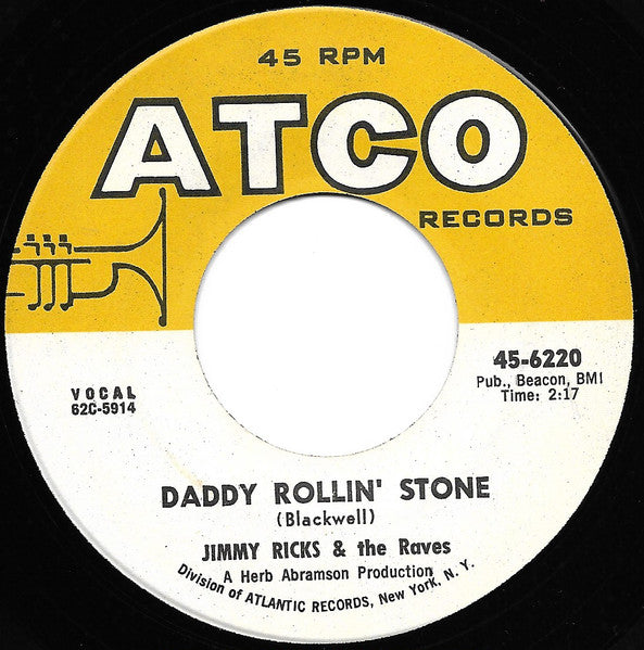 Jimmy Ricks & The Raves : Daddy Rollin' Stone / Homesick (7", Single, MGM)