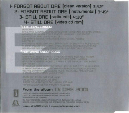 Dr. Dre Featuring Eminem : Forgot About Dre (CD, Maxi, Enh)