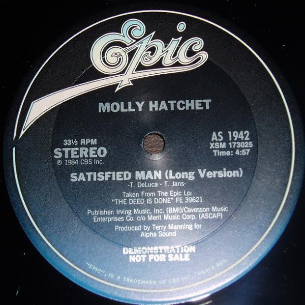 Molly Hatchet : Satisfied Man (12", Single, Promo)