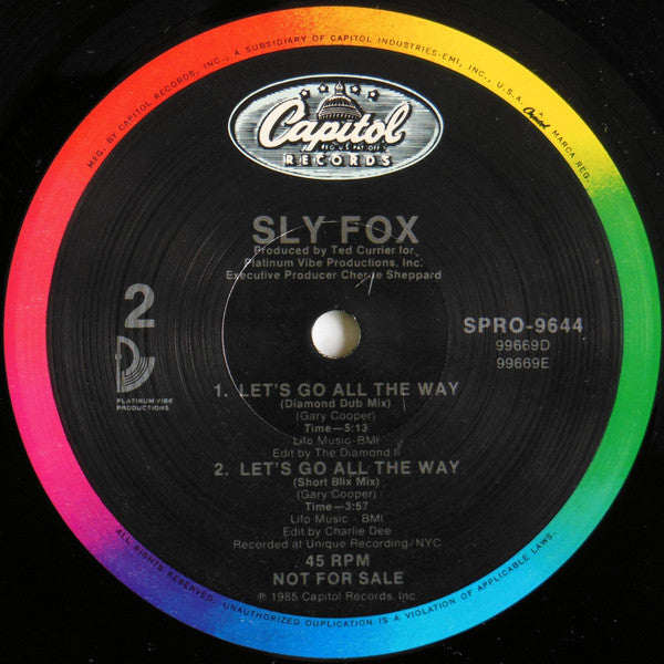 Sly Fox : Let's Go All The Way (12", Single, Promo)