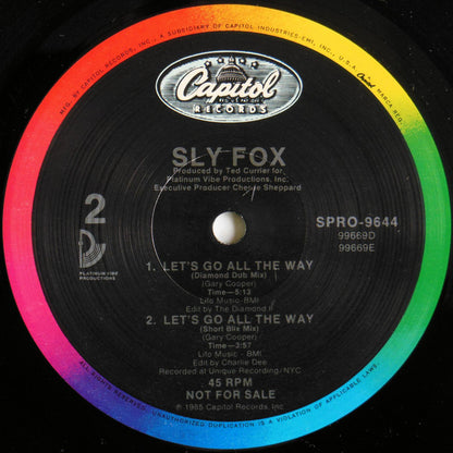 Sly Fox : Let's Go All The Way (12", Single, Promo)