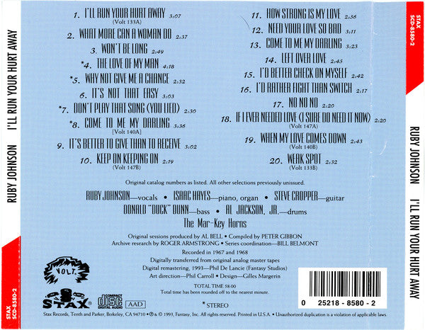 Ruby Johnson : I'll Run Your Hurt Away (CD, Promo)