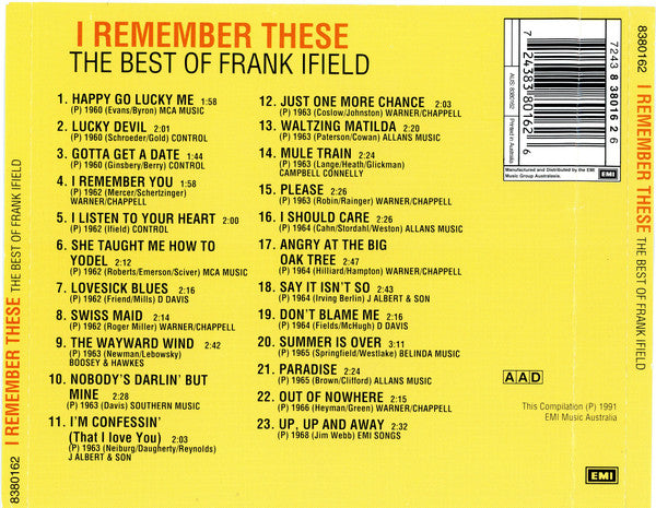 Frank Ifield : I Remember These (The Best Of Frank Ifield) (CD, Comp)