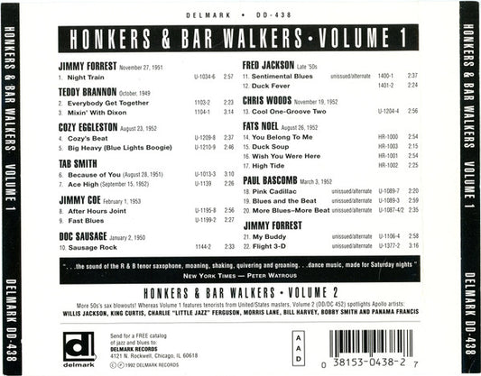 Various : Honkers & Bar Walkers Volume One (CD, Comp, RE)