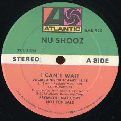 Nu Shooz : I Can't Wait (12", Promo)